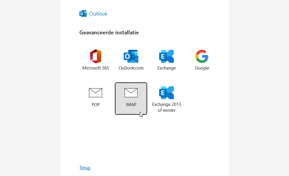 Kies IMAP account